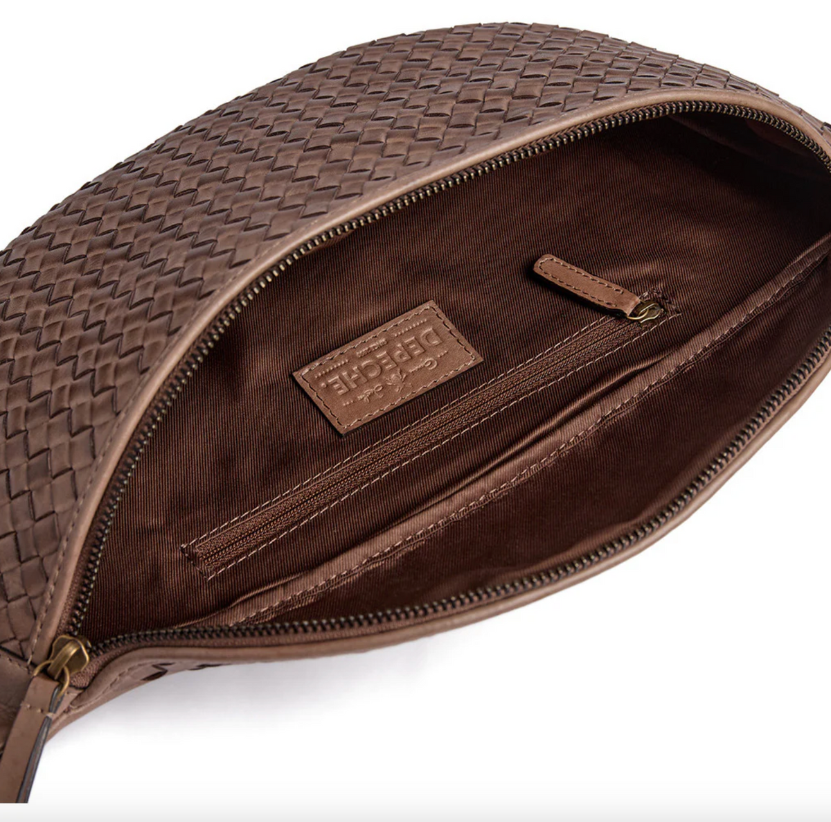 Bumbag gevlochten kalfsleer - Taupe