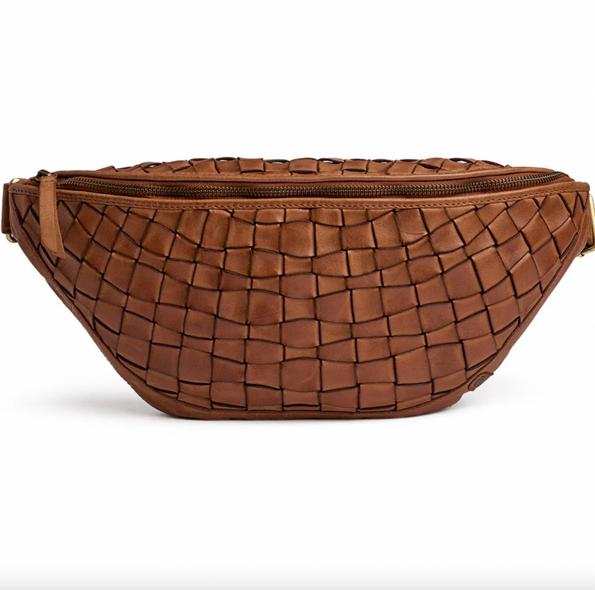 Warsaw bumbag in handgevlochten leer - Vintage cognac