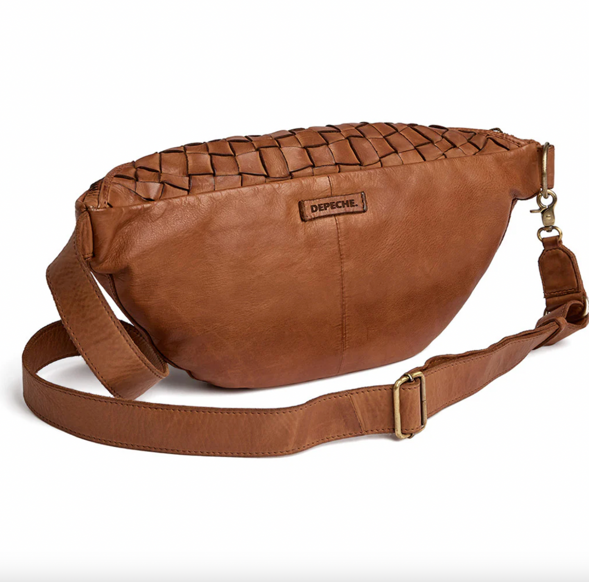 Warsaw bumbag in handgevlochten leer - Vintage cognac