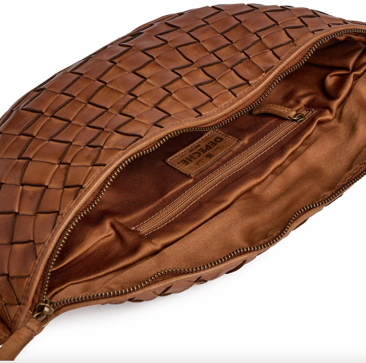 Warsaw bumbag in handgevlochten leer - Vintage cognac