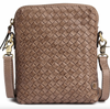 Mobiele tas Sofya- Handgevlochten Dark taupe