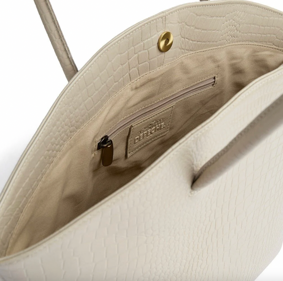 Shopper croco in leer - Sand