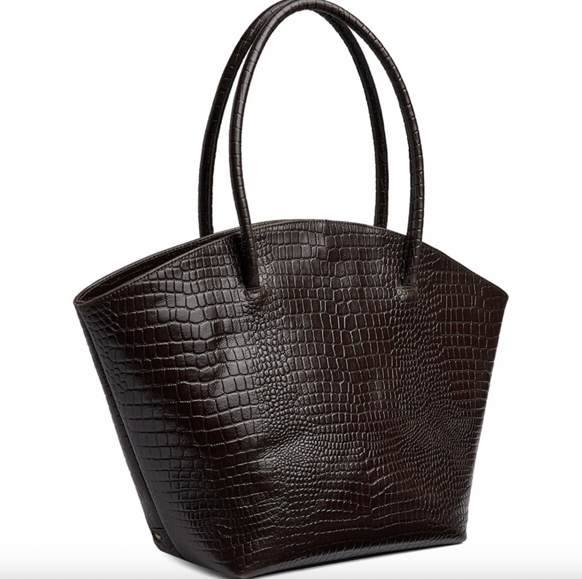 Shopper croco in leer - Brown
