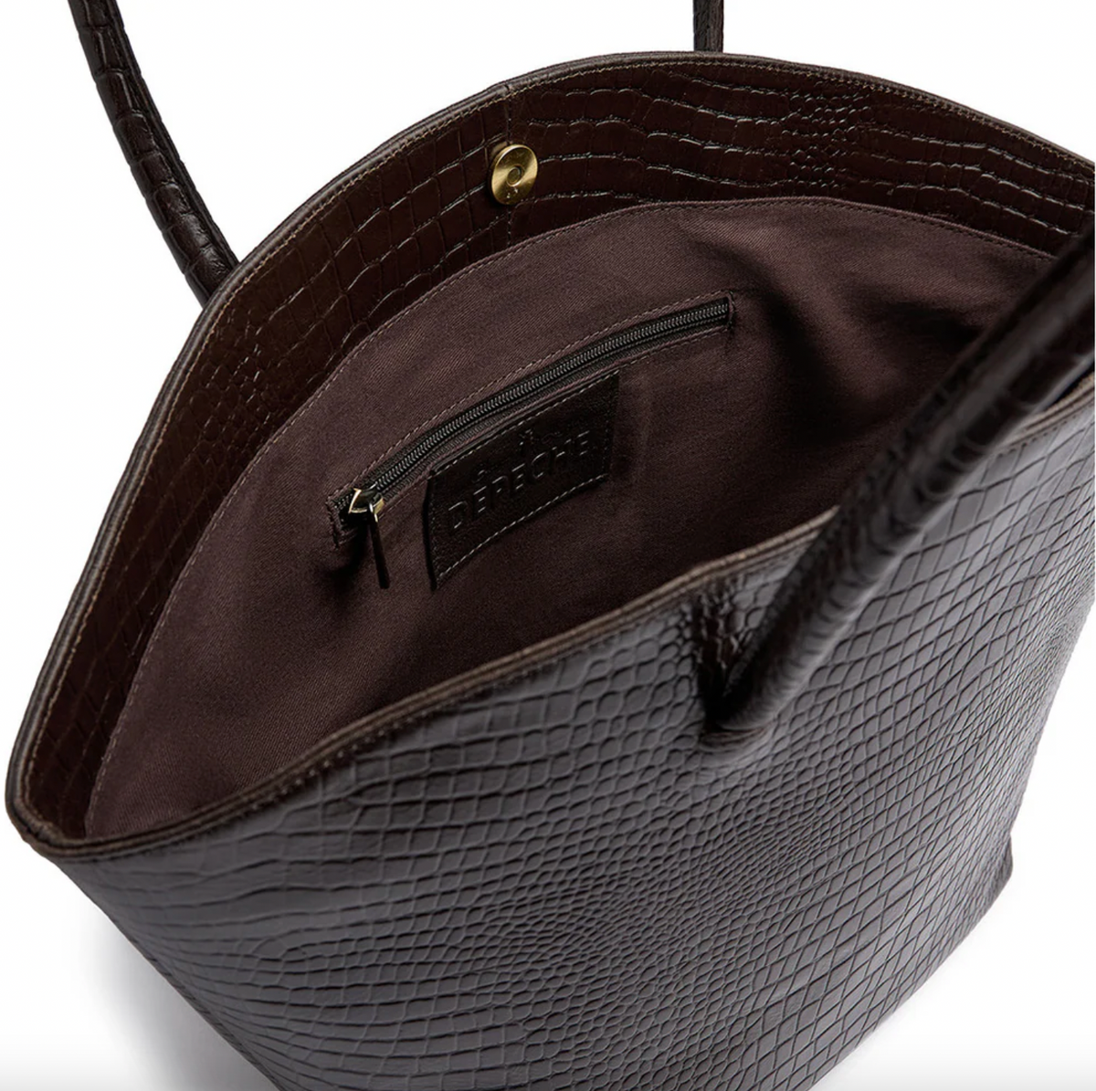 Shopper croco in leer - Brown