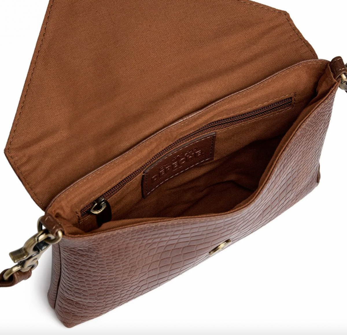 Clutch croco in leer - Cognac