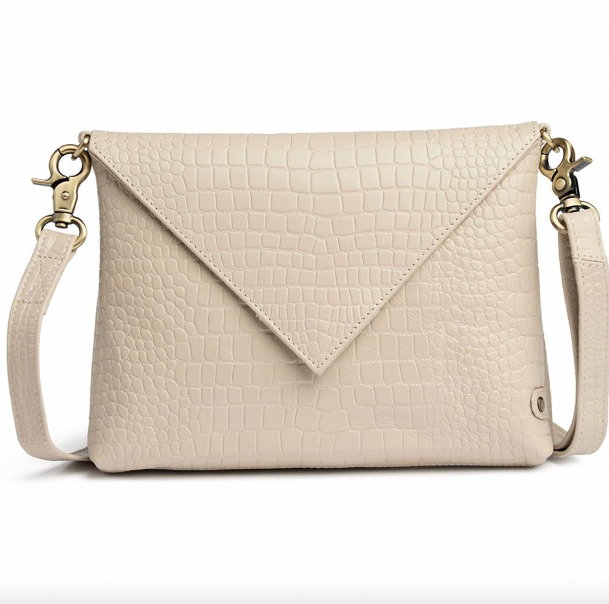Clutch croco van leer - Zand