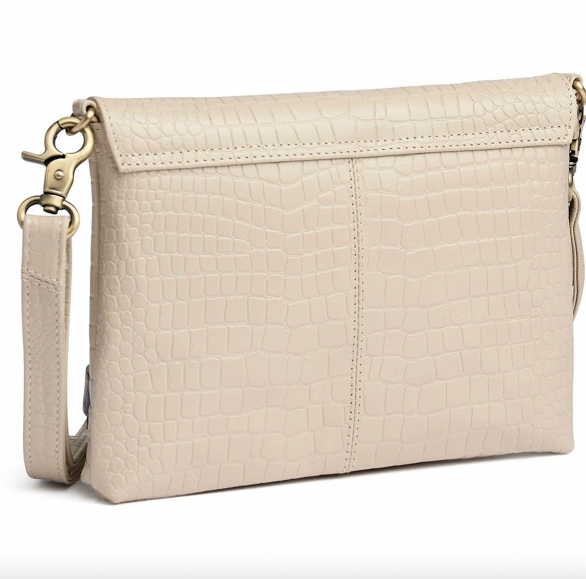 Clutch croco van leer - Zand
