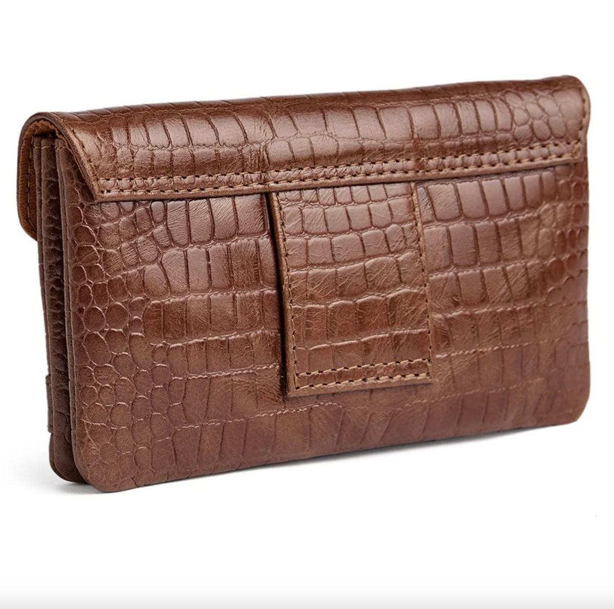 Portemonnee croco van leer - Cognac