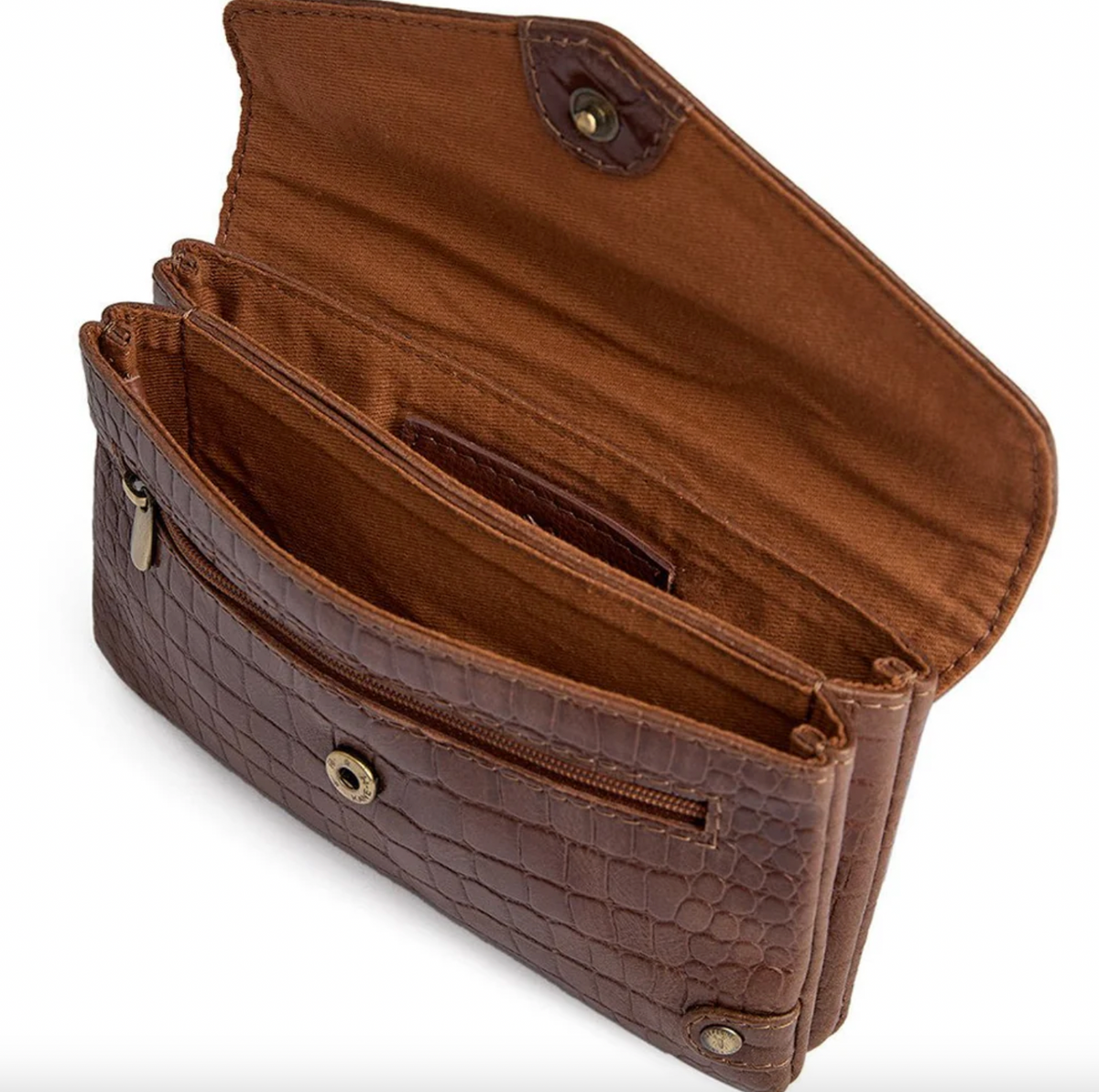 Portemonnee croco van leer - Cognac