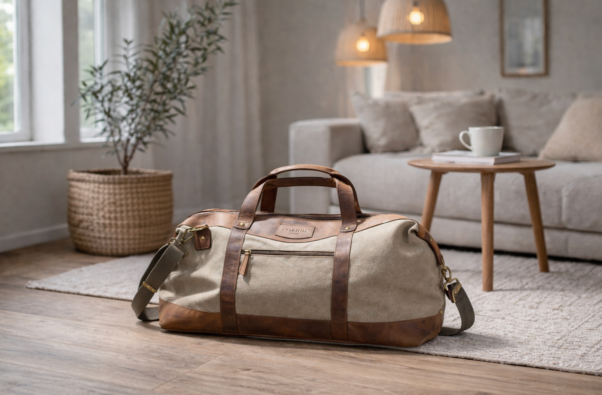 Weekendtas van leer en canvas - Canvas HUNTER