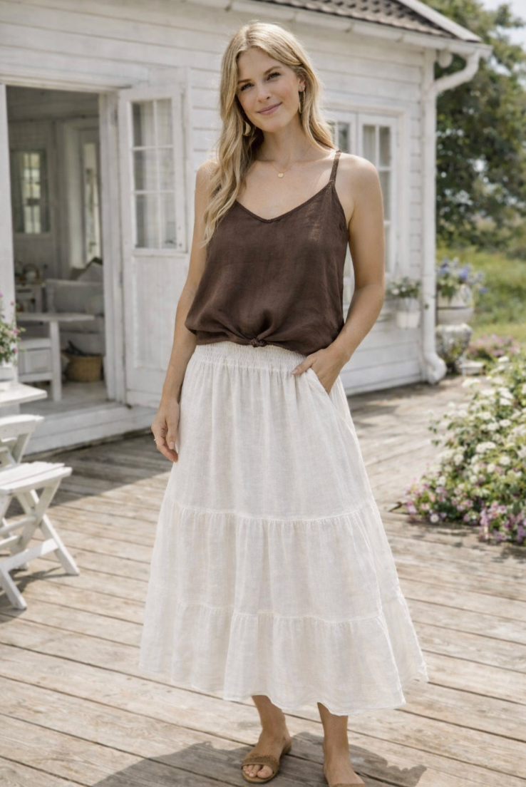 Top NAOMI brown - 100% linnen