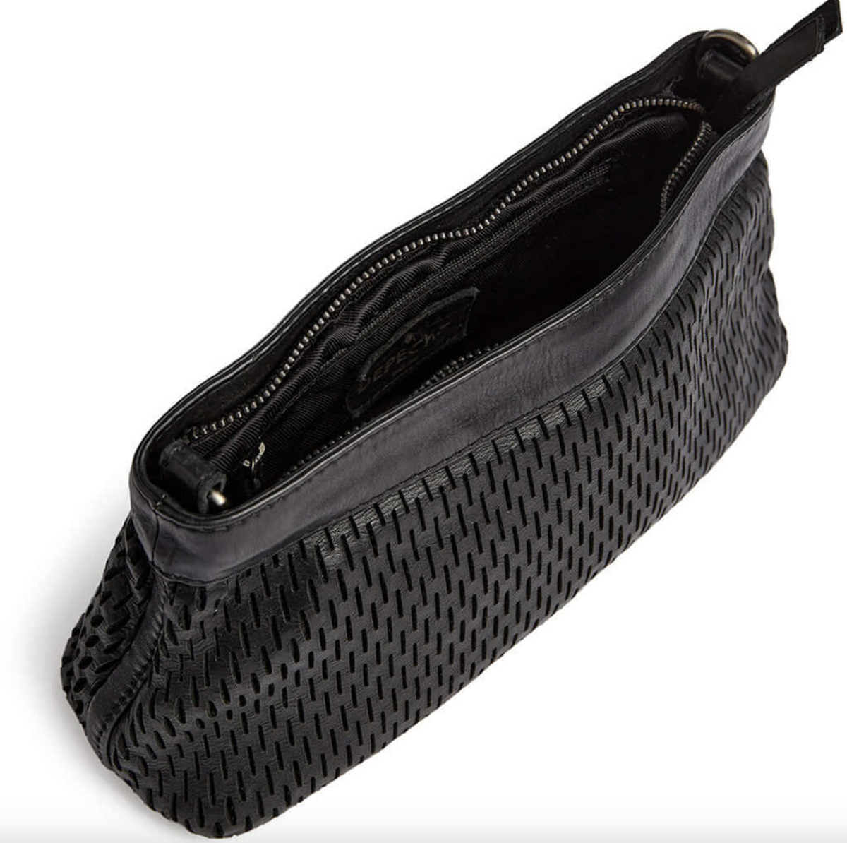 Clutch met geperforeerd patroon - black