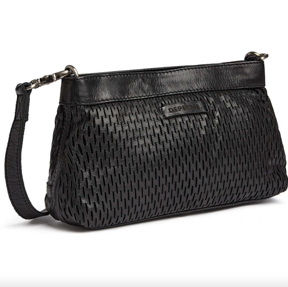 Clutch met geperforeerd patroon - black
