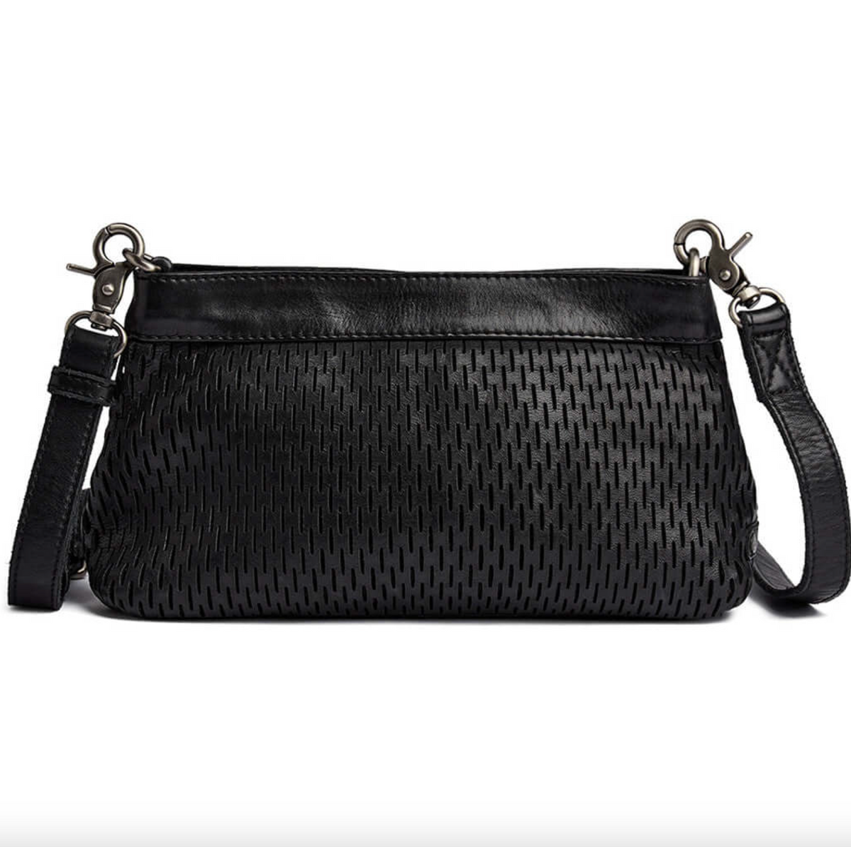 Clutch met geperforeerd patroon - black