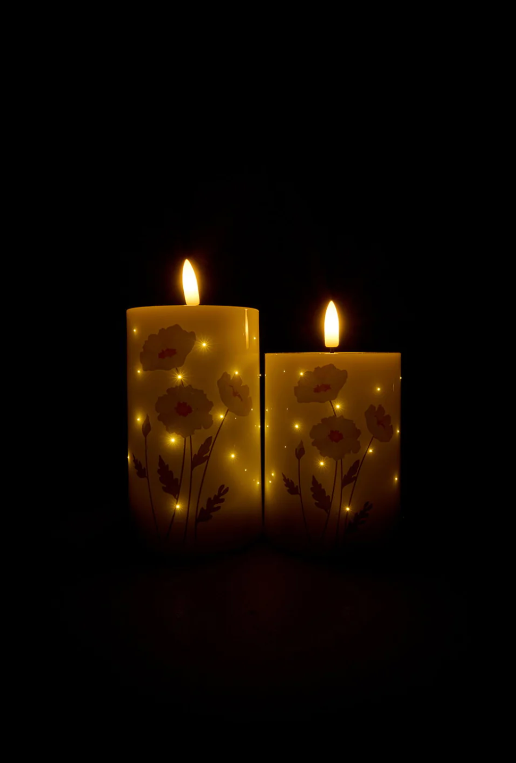 LED blokkaars TWINKLE Poppy Rose  - Set van 2st.