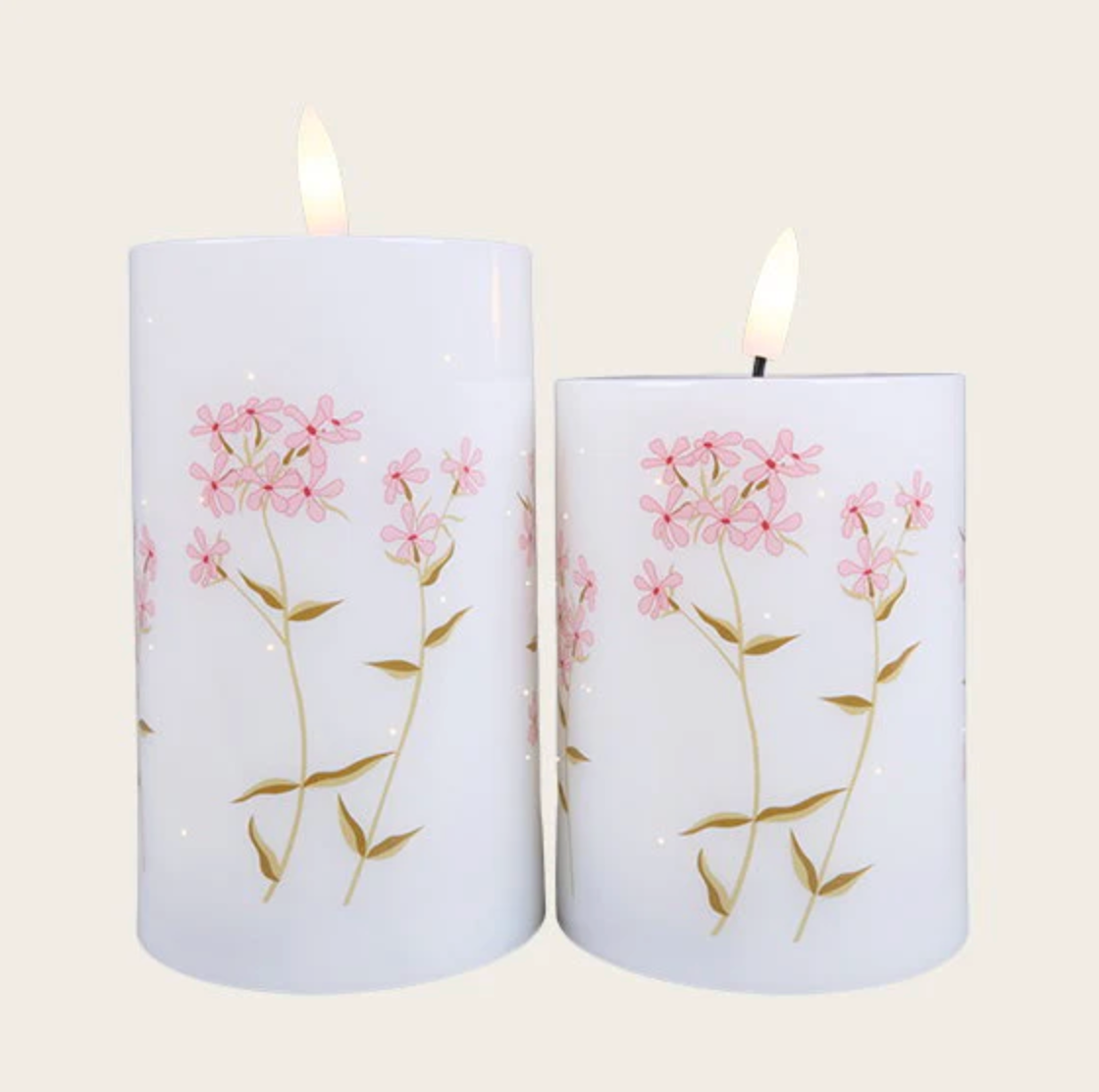 LED Blokkaars TWINKLE flower - Set van 2 stuks