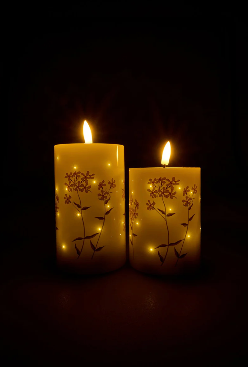 LED Blokkaars TWINKLE flower - Set van 2 stuks