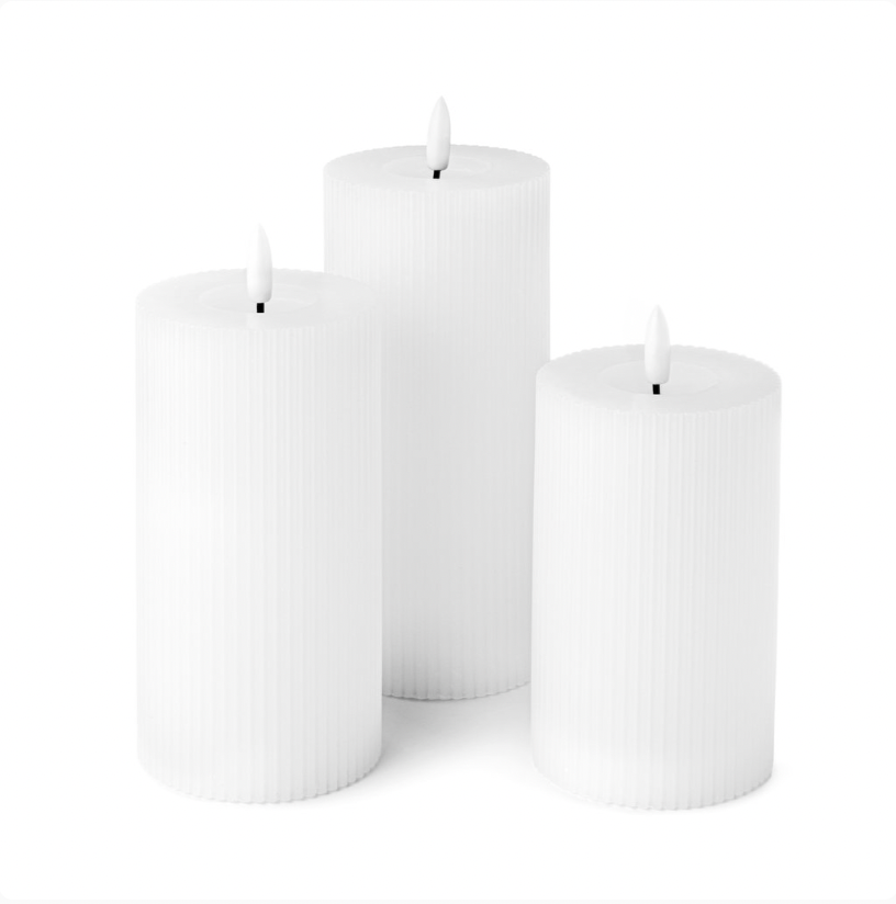 Touch LED lichtset geribbeld - 3-pack wit