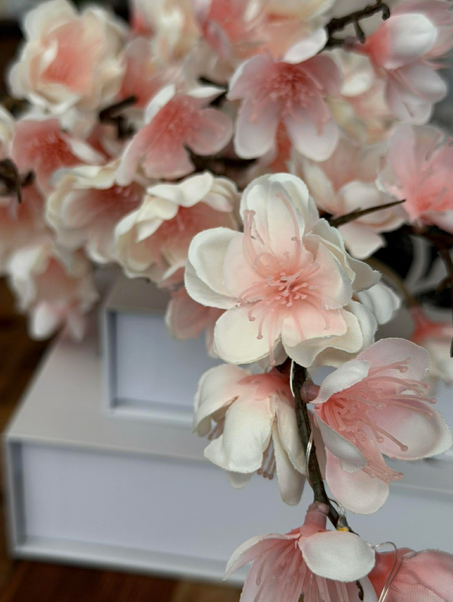Kersenbloesemtak met licht - Roze / wit