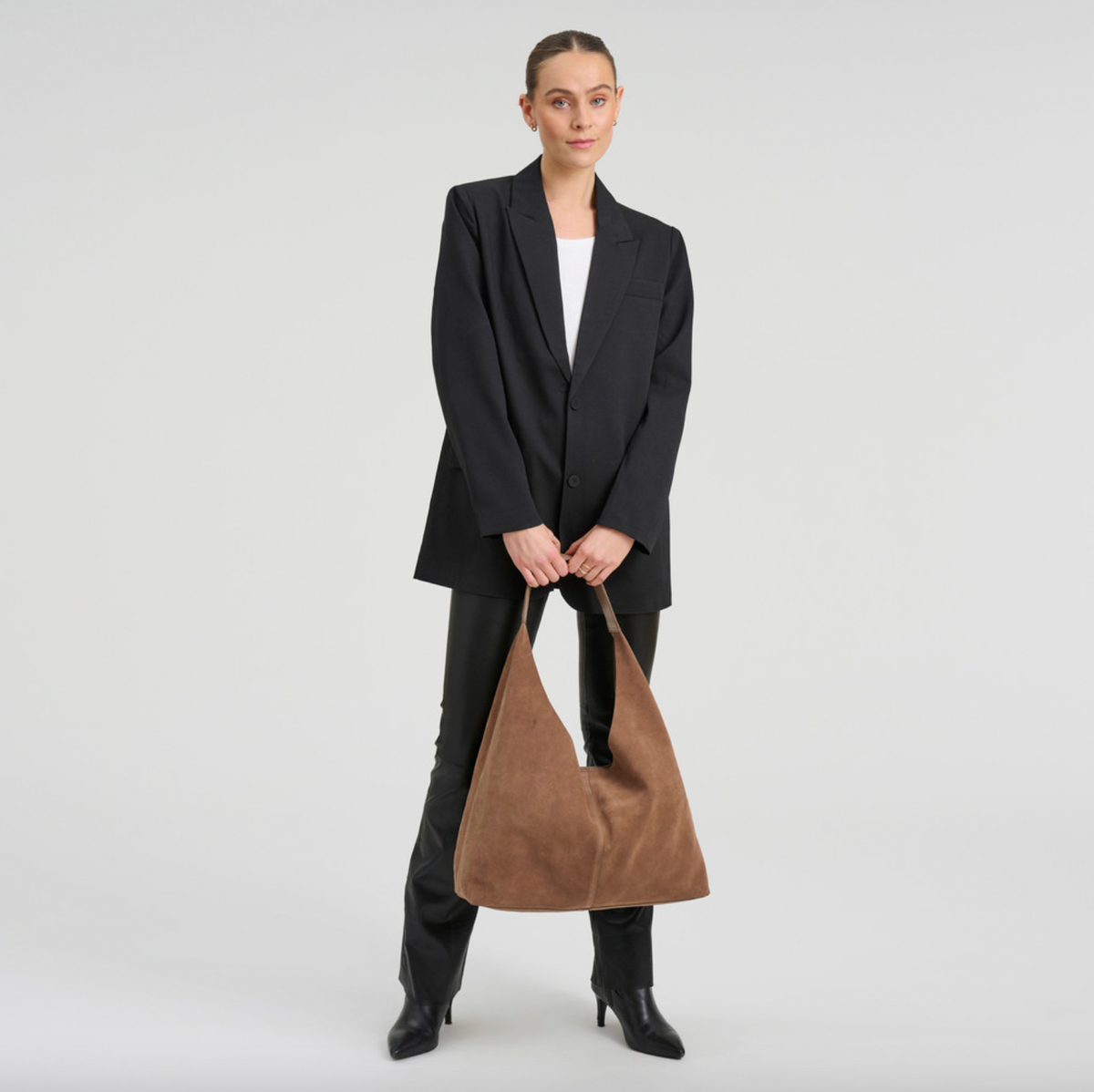 Shopper van zacht suède - Sand