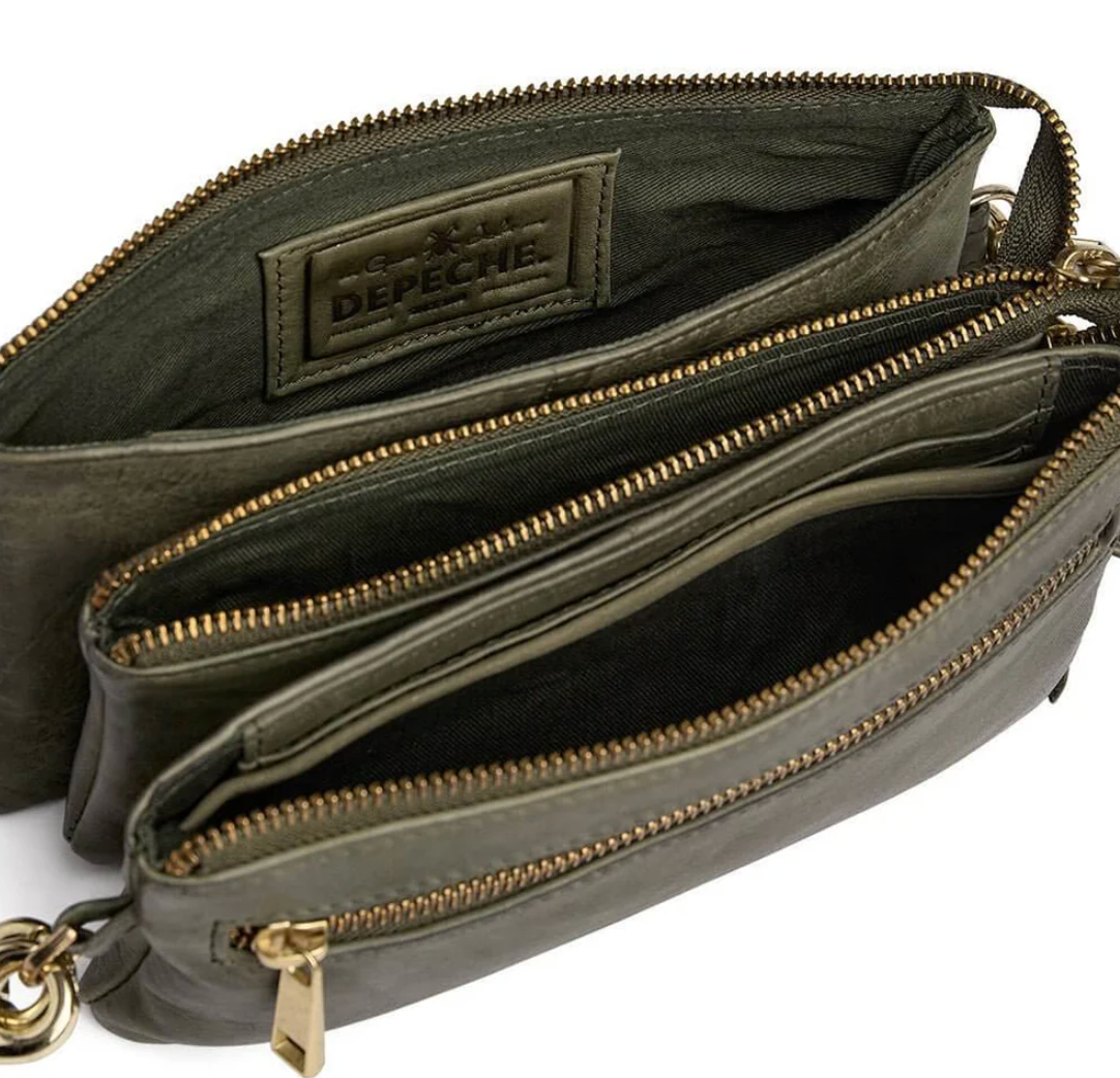 Clutch / leren tas - Army green
