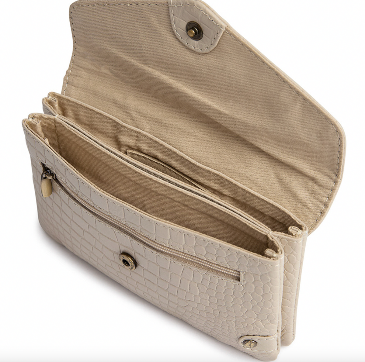 Portemonnee croco van leer - Zand
