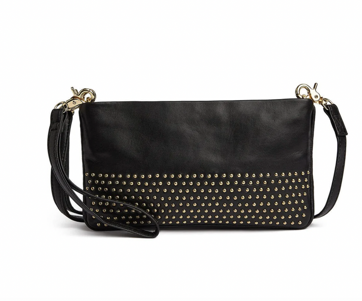 Clutch / leren tas met gouden studs