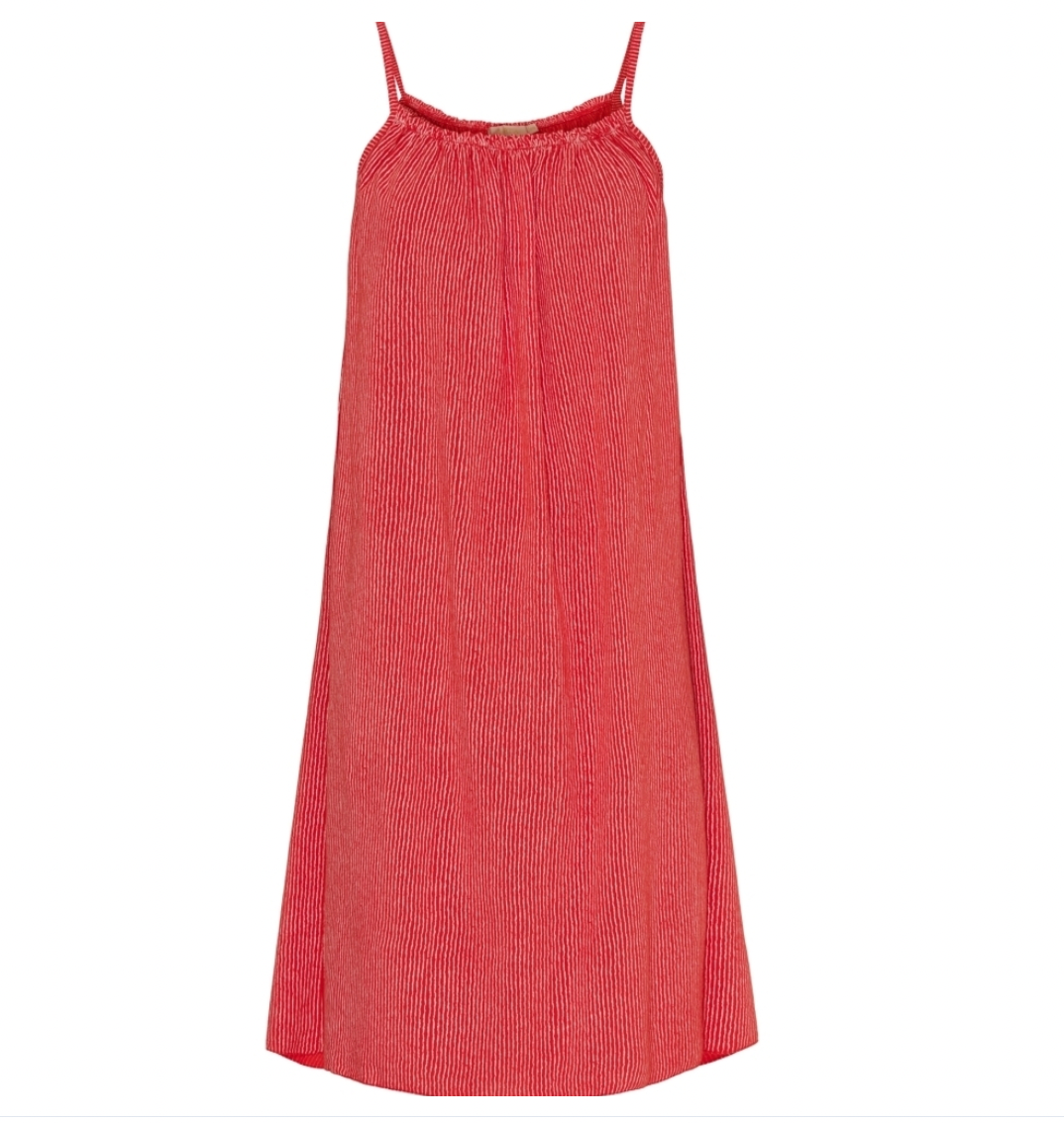 Jurk Carmen – Rood met streep