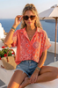 Blouse bandana katoengaas - Coral