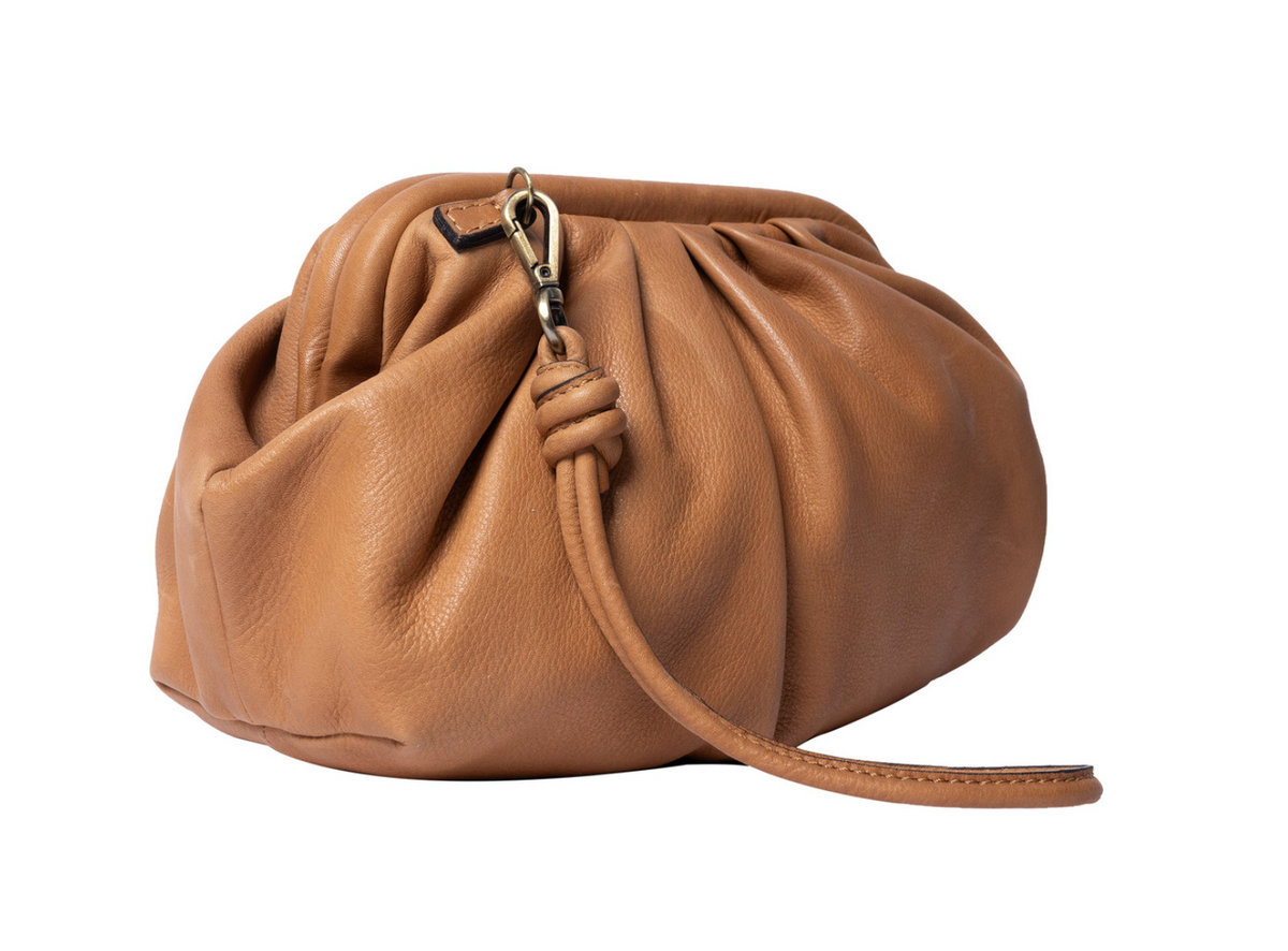 Clutch / leren tas Noha big cognac