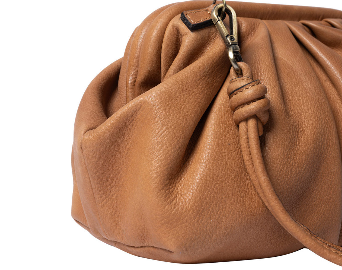 Clutch / leren tas Noha big cognac