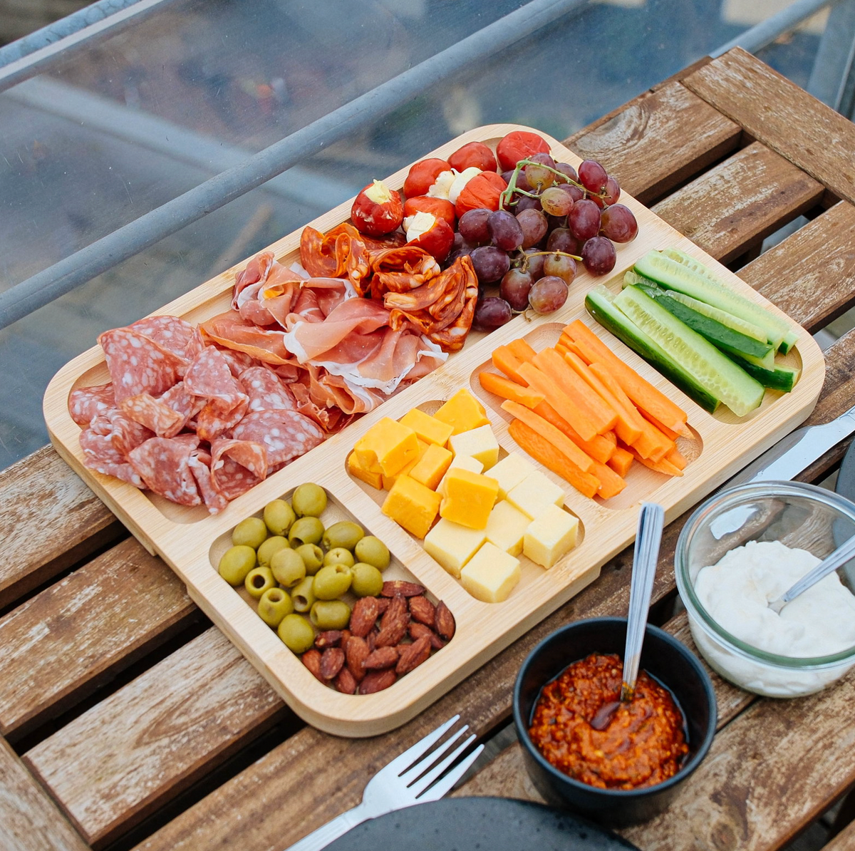 Tapasbord met deksel - Bamboe