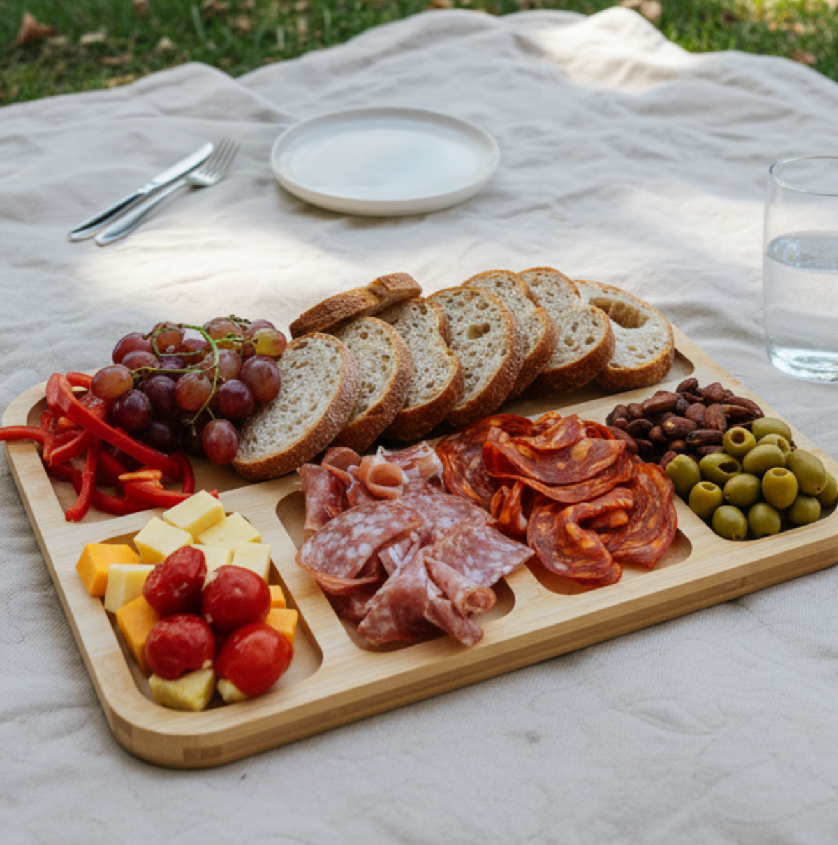 Tapasbord met deksel - Bamboe
