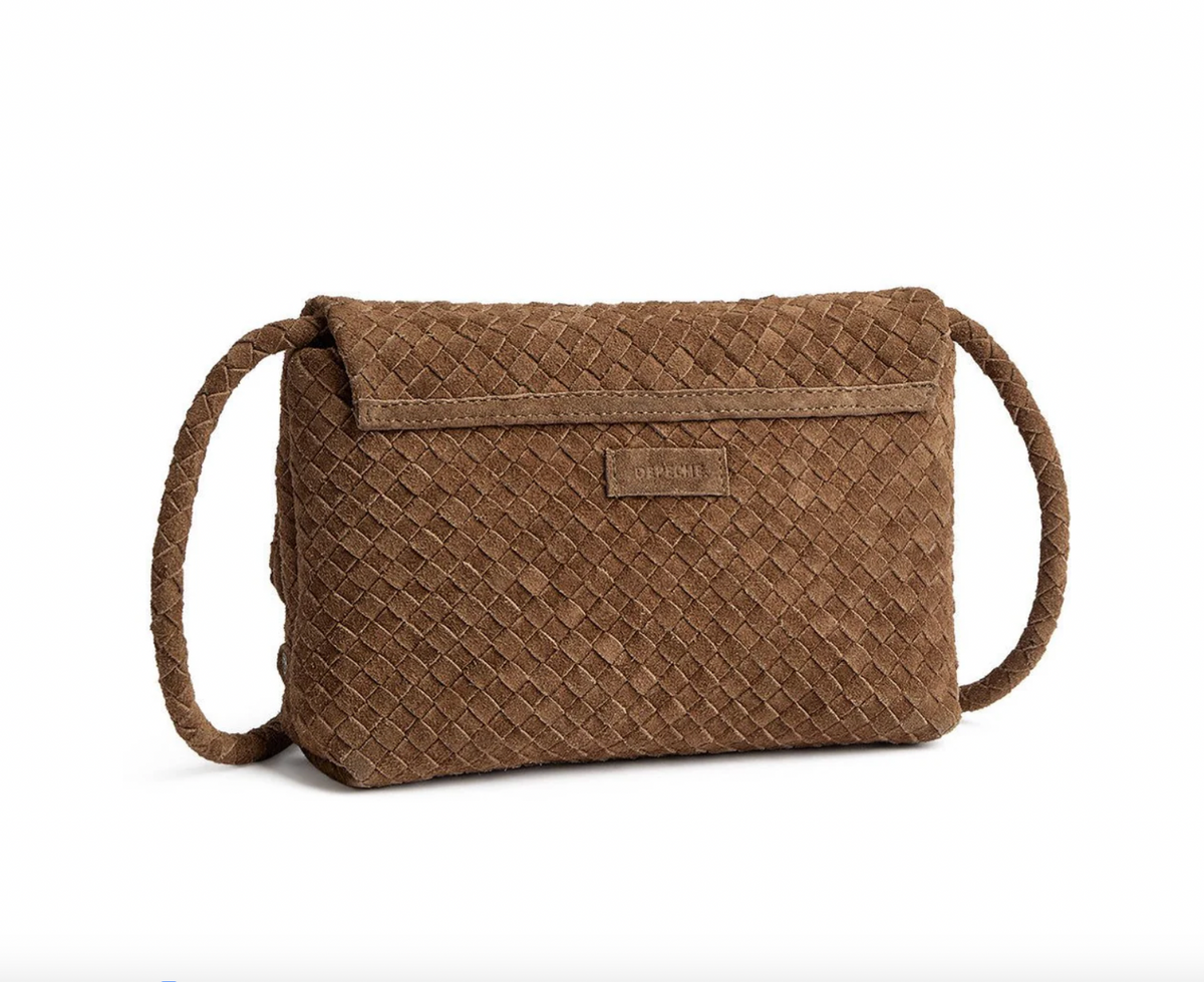 Handgevlochten suède crossover tas / - Mud