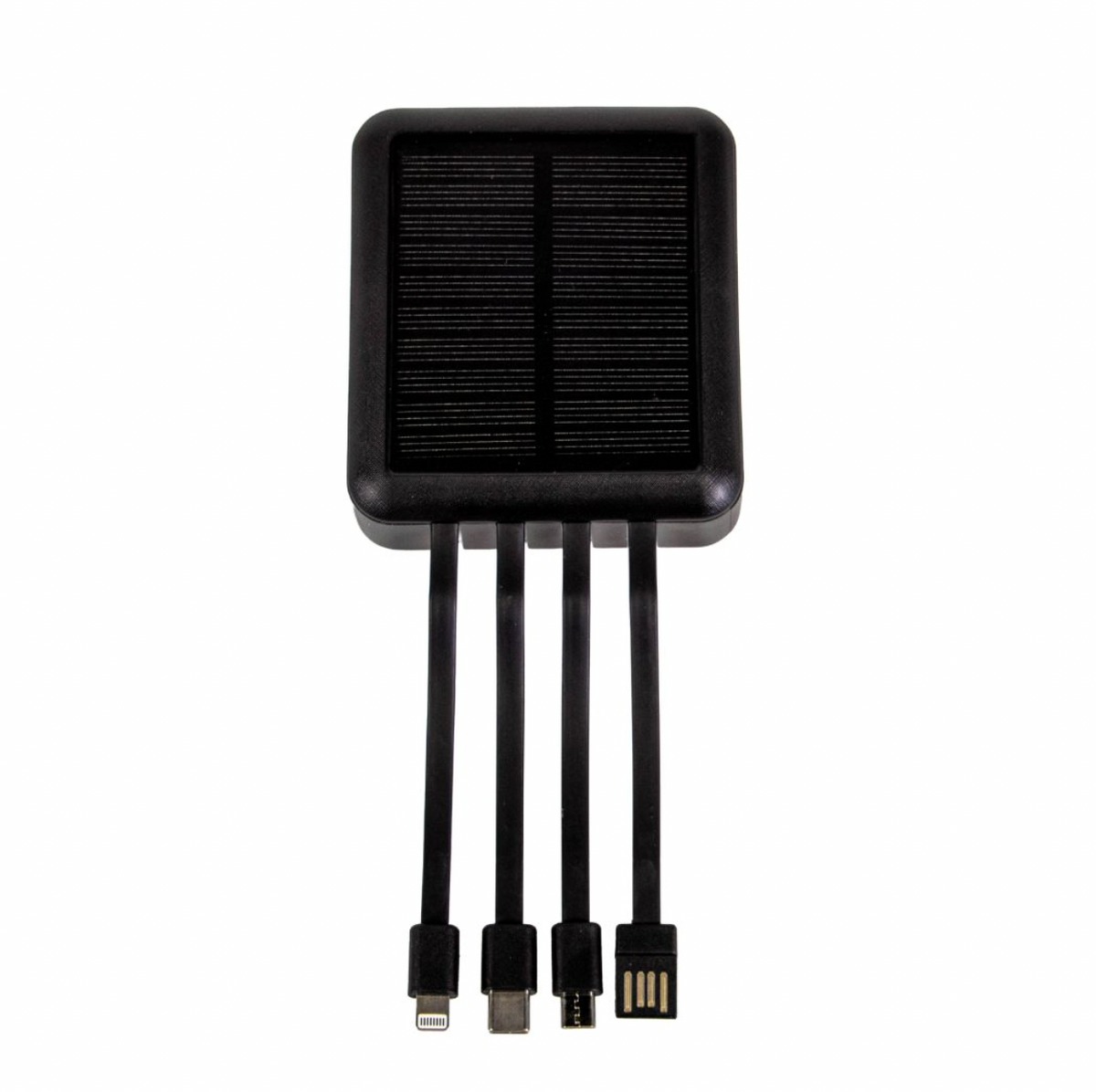 Mini solar powerbank met kabels, 10.000 mAh