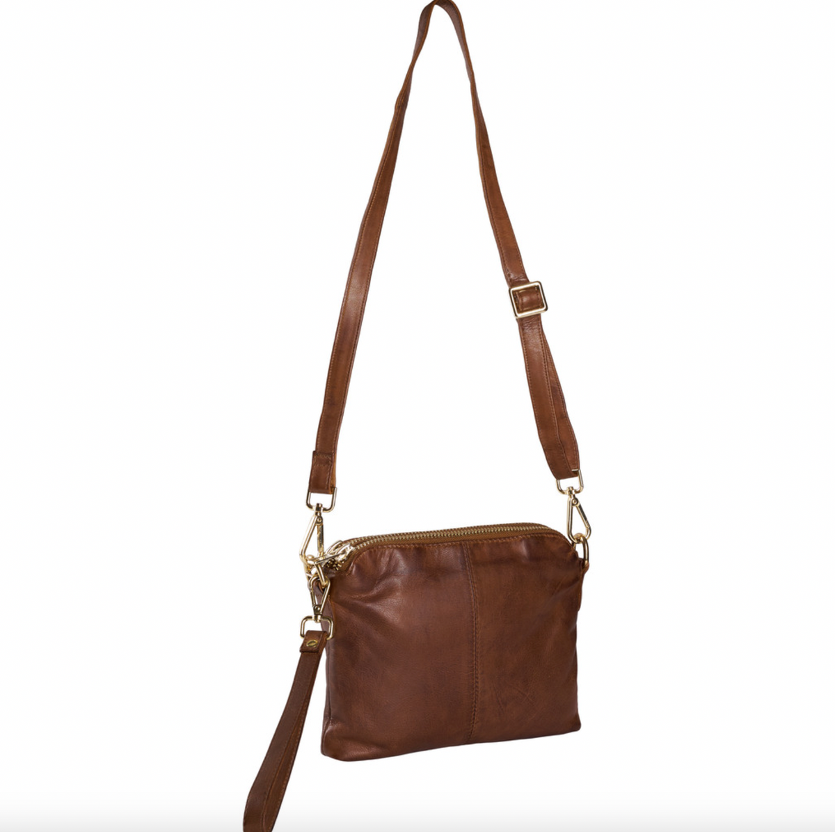 Crossbody clutch ALICE donker cognac