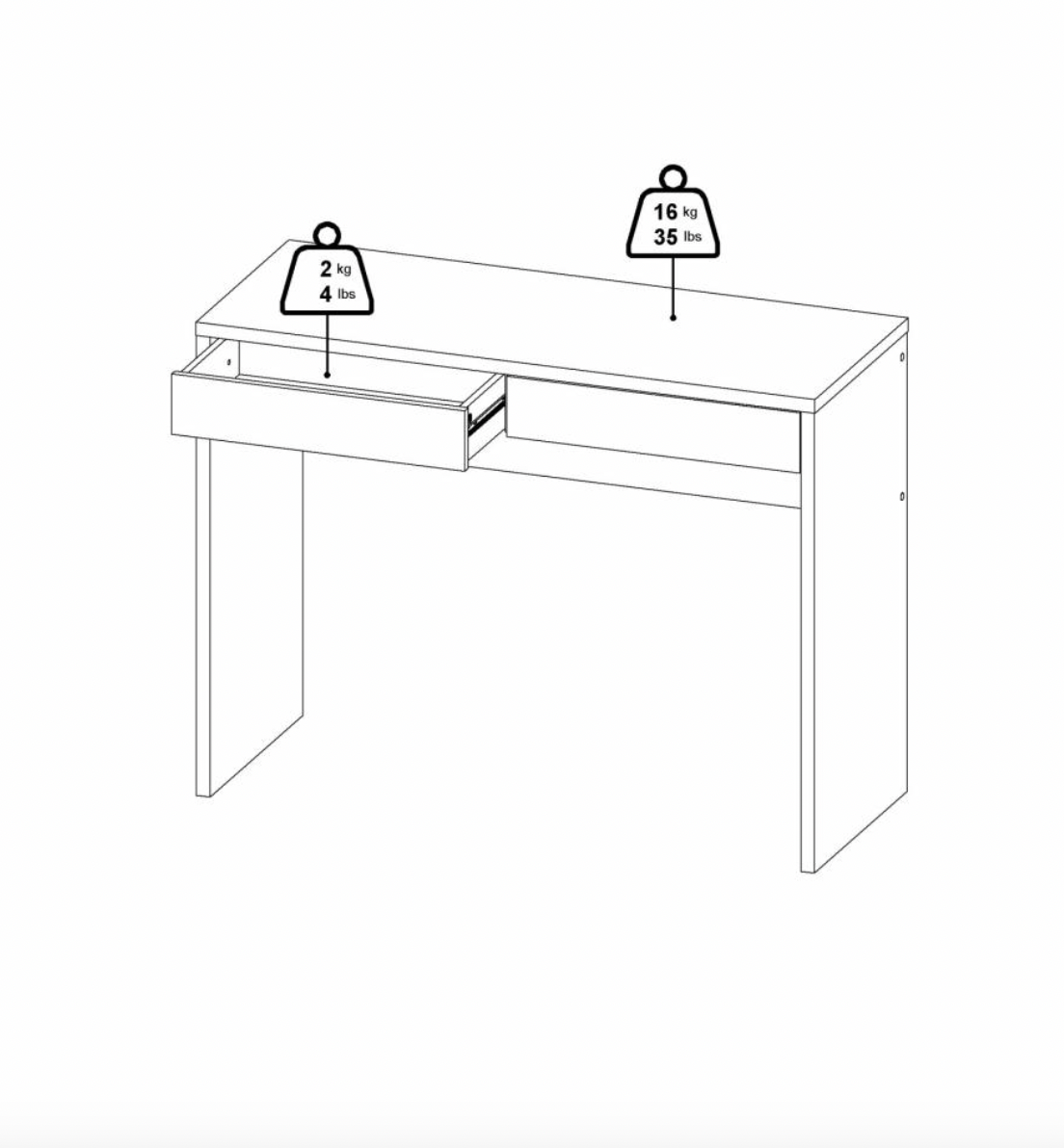 Tafel met 2 lades - Jackson Hickory