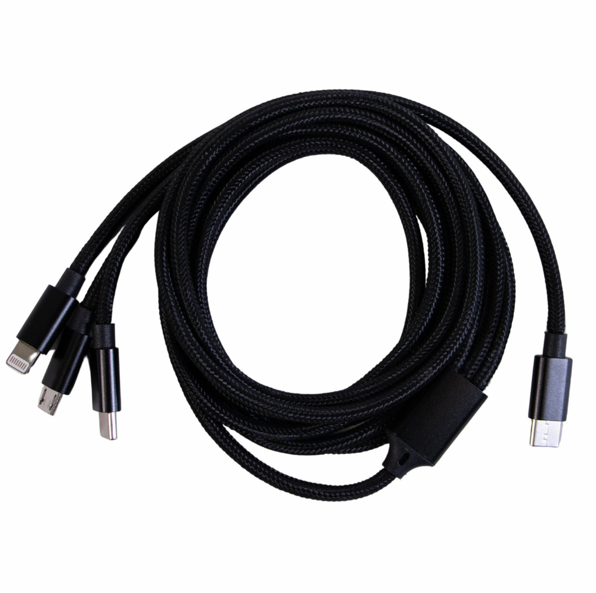 2 meter nylon 3-in-1 USB-C-oplaadkabel zwart