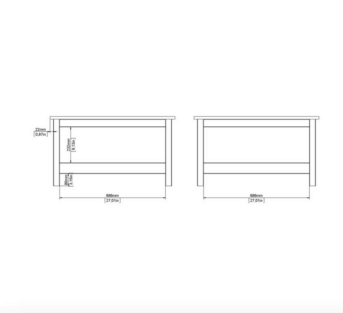 Salontafel met plank