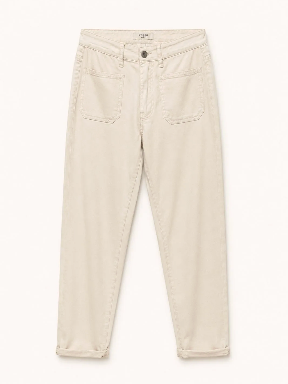 Broek Mom Fit Canvas
