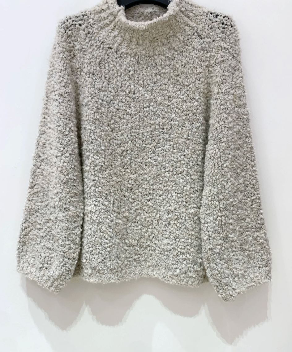 Trui bouclé beige