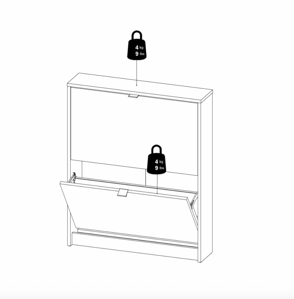 Schoenenkast met 2 vakken - Black
