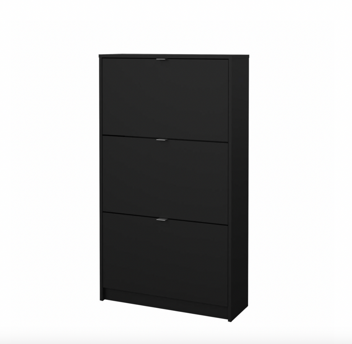 Schoenenkast met 3 klapdeuren en 2 planken - Black