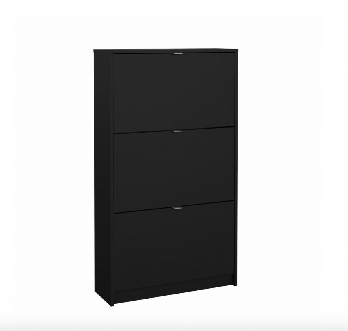 Schoenenkast met 3 klapdeuren en 2 planken - Black