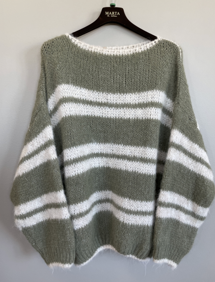 Trui Avellina - Salvia/Beige