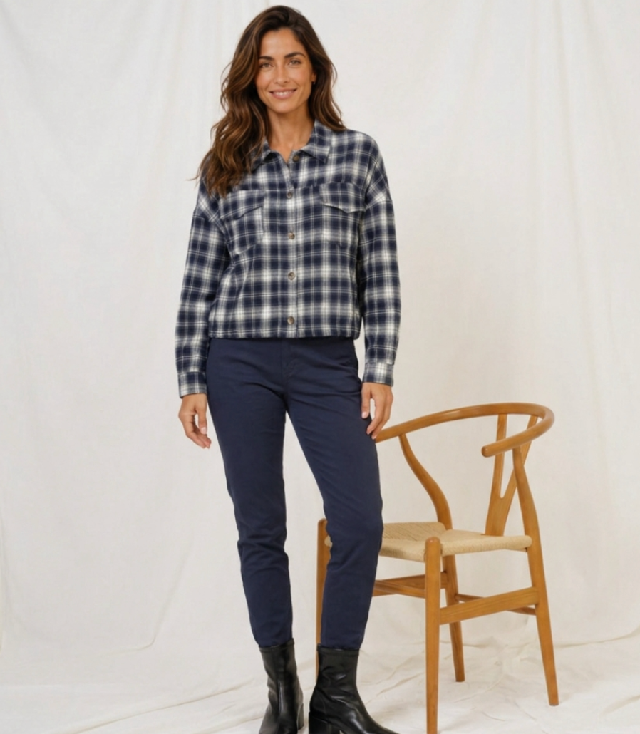 Blouse Marbella – geruite blauwe blouse