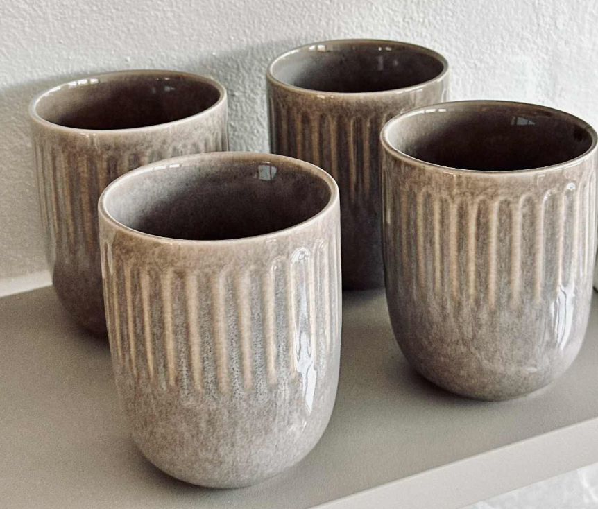 Set steengoed mokken van 4 stuks - Beige