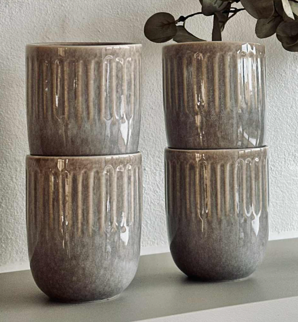 Set steengoed mokken van 4 stuks - Beige