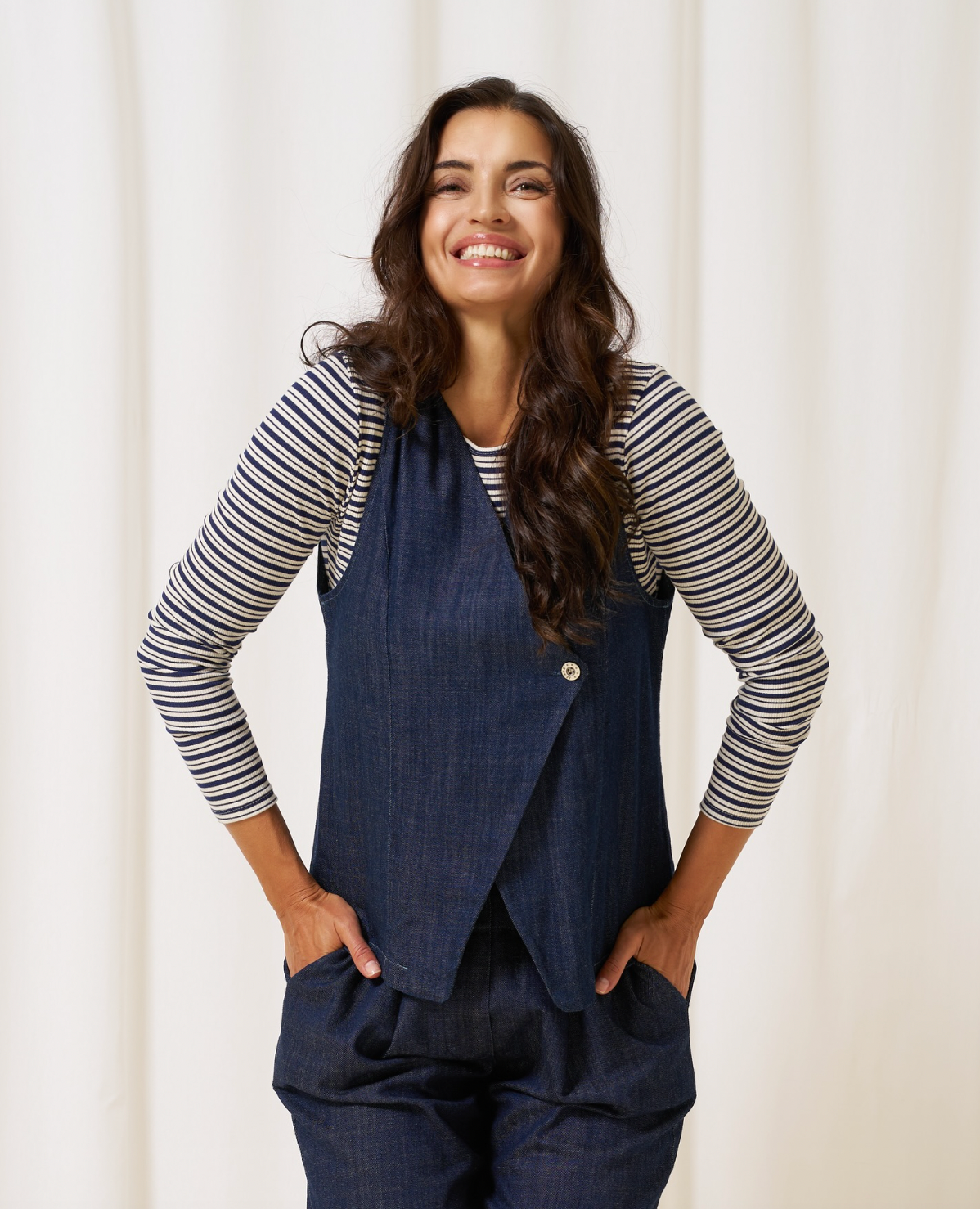 Blouse Christel streep - Navy / Crème