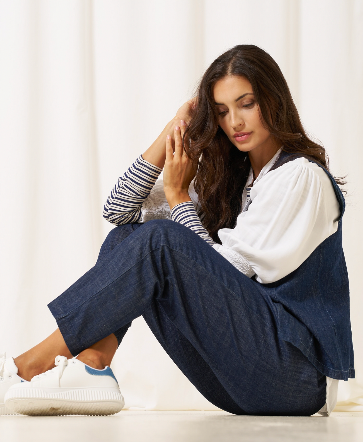 Blouse Christel streep - Navy / Crème